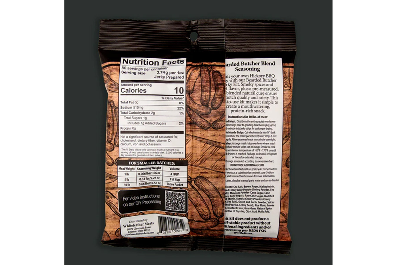 BEARDED BUTCHER 10Lbs Hickory BBQ Jerky Seasoning and Natural Cure Kit